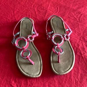 Style&co orange/peach strap Sandals with silver rings on top size 10 worn twice